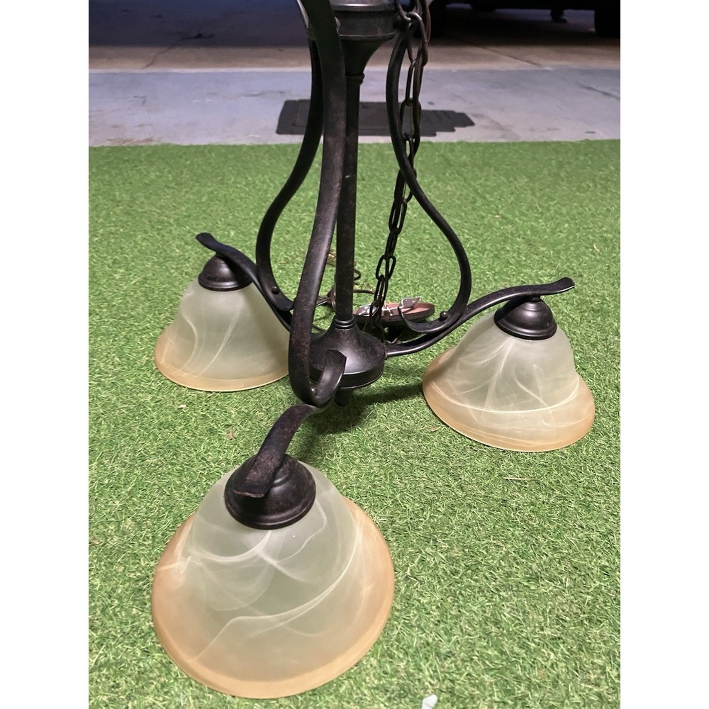 Volume Lighting 3 Light Antique Bronze Chandelier w/Alabaster Shades